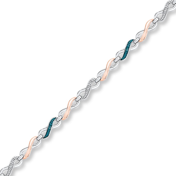 Previously Owned Infinity Bracelet Diamond Accents Sterling Silver & 10K Rose Gold