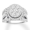Thumbnail Image 1 of Previously Owned Diamond Engagement Ring 3-1/2 ct tw Round & Baguette-cut 14K White Gold