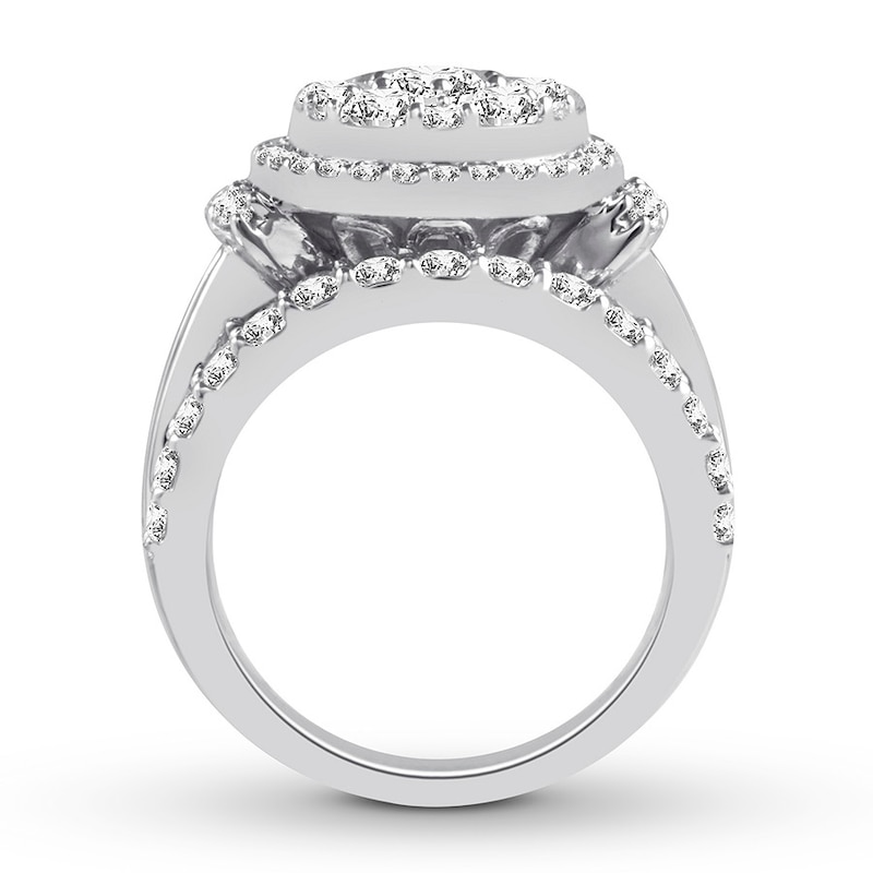 Main Image 2 of Previously Owned Diamond Engagement Ring 3-1/2 ct tw Round & Baguette-cut 14K White Gold