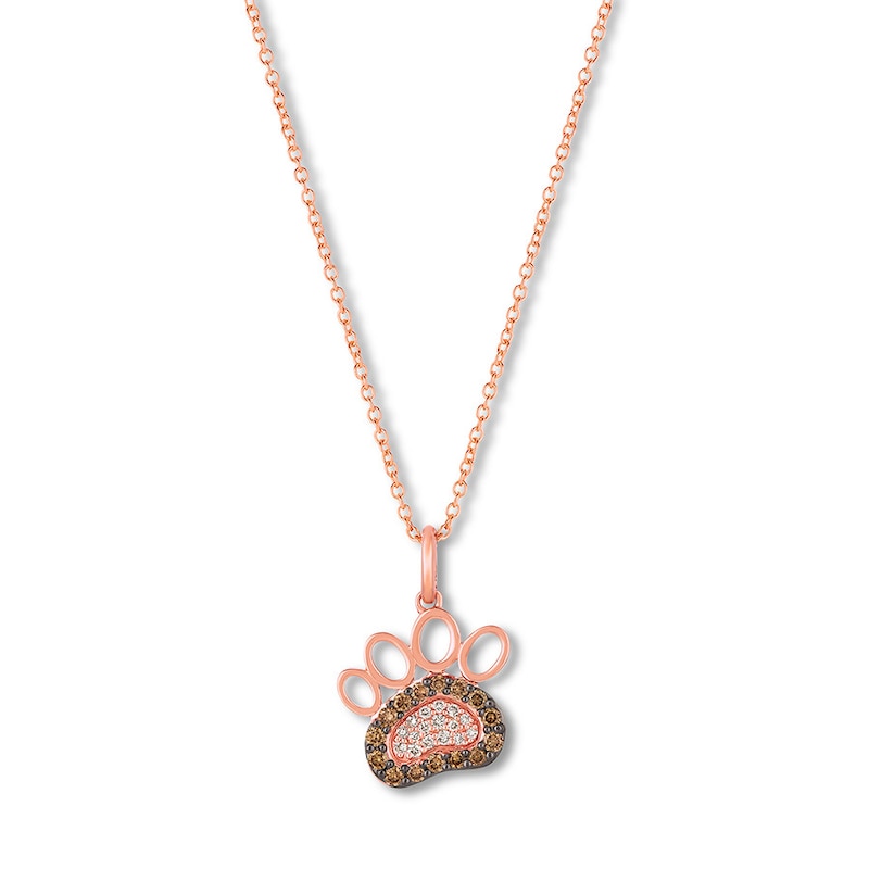 Main Image 1 of Previously Owned Le Vian Paw Print Necklace 1/5 cttw Diamonds 14K Strawberry Gold