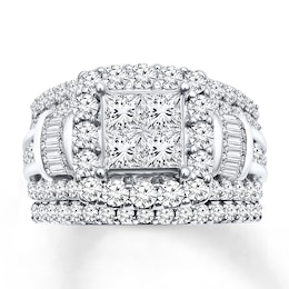Previously Owned Diamond Bridal Set 3 ct tw Baguette & Round-cut 14K White Gold