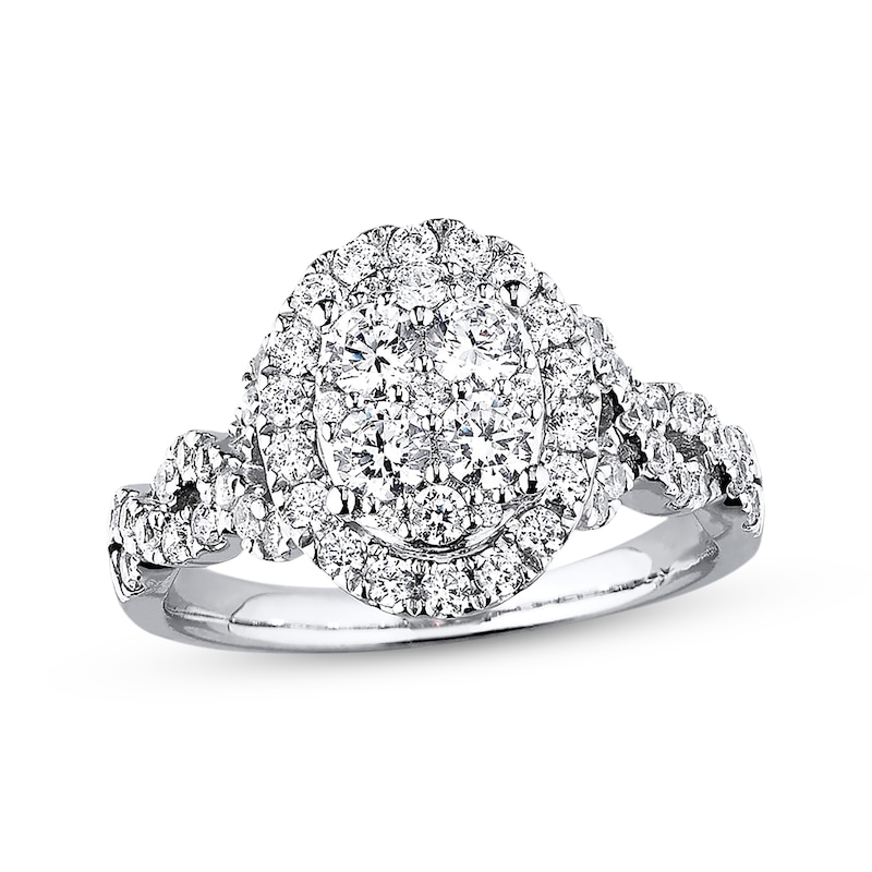 Main Image 1 of Previously Owned Engagement Ring 1 ct tw Round-cut Diamonds 14K White Gold