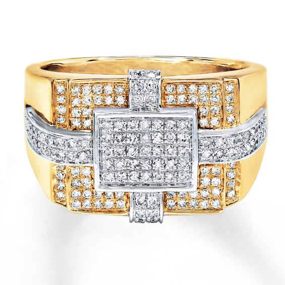 Previously Owned Men's Ring 5/8 ct tw Round-cut Diamonds 10K Two-Tone Gold Size 6.75