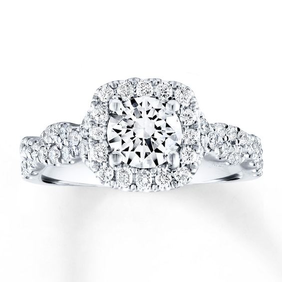 Previously Owned Diamond Engagement Ring 1-3/8 ct tw Round-cut 14K White Gold Size 3.75