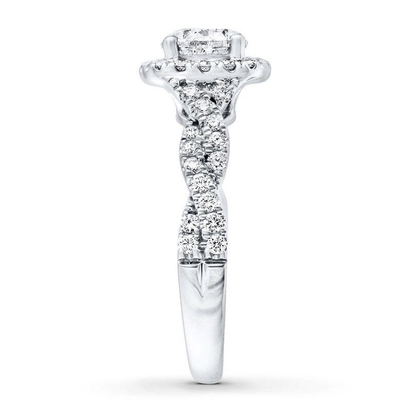 Main Image 3 of Previously Owned Diamond Engagement Ring 1-3/8 ct tw Round-cut 14K White Gold Size 3.75