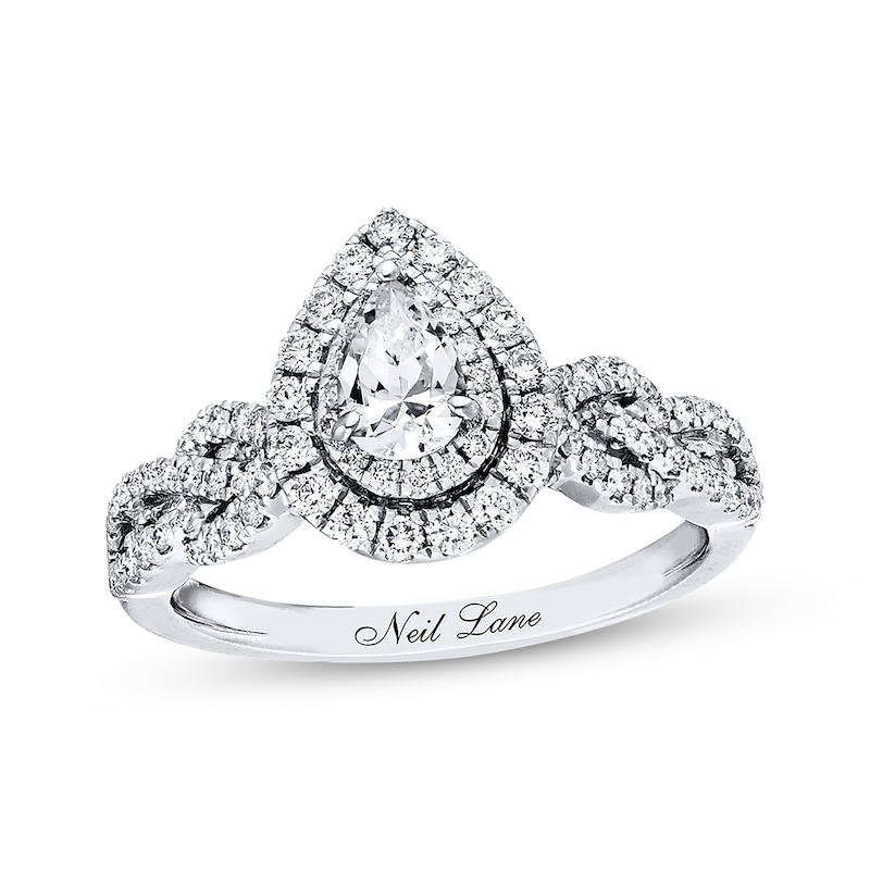 Main Image 1 of Previously Owned Neil Lane Bridal Ring 7/8 ct tw Pear-Shaped Diamonds 14K White Gold Size 5