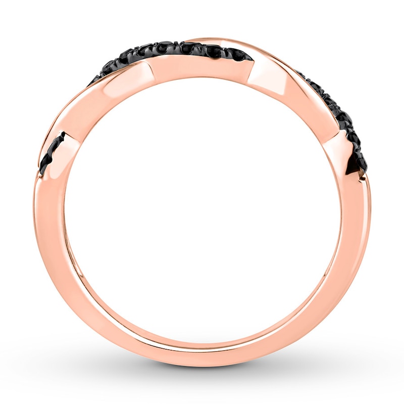 Main Image 2 of Previously Owned Black Diamond Wedding Band 1/6 ct tw Round-cut 14K Rose Gold Size 8.5