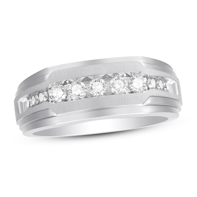 Main Image 1 of Previously Owned Men's Diamond Wedding Band 1/2 ct tw Round-cut 10K White Gold Size 12