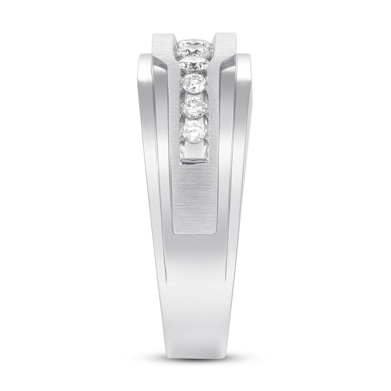 Main Image 3 of Previously Owned Men's Diamond Wedding Band 1/2 ct tw Round-cut 10K White Gold Size 12