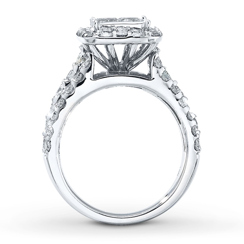 Main Image 2 of Previously Owned Diamond Engagement Ring 3 ct tw Princess & Round-cut 14K White Gold Size 9.75