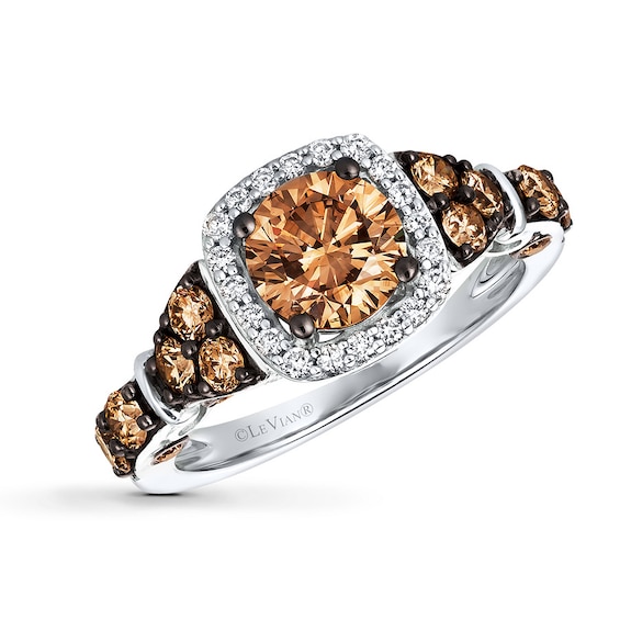 Previously Owned Le Vian Chocolate Diamond Ring 2 ct tw Round-cut 14K Vanilla Gold Size 10