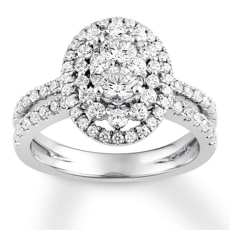 Main Image 1 of Previously Owned Diamond Engagement Ring 1-1/4 ct tw Round-cut 14K White Gold Size 3.75