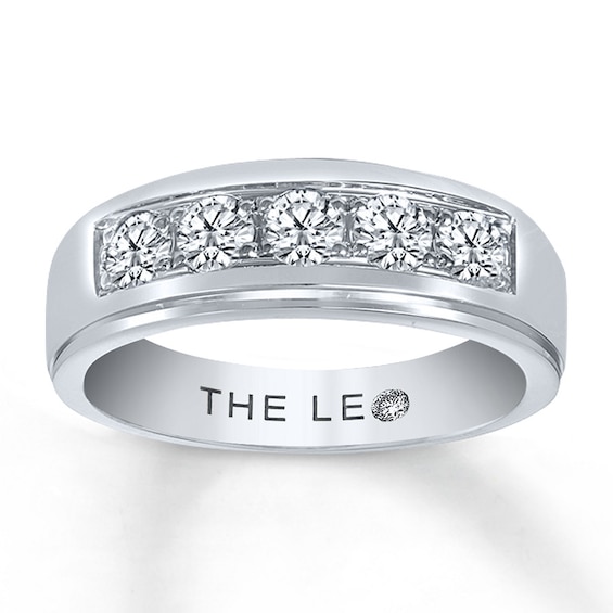 Previously Owned THE LEO Diamond Men's Band 1 ct tw Round-cut 14K White Gold Size 9