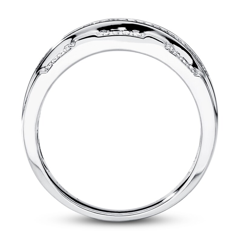 Main Image 2 of Previously Owned Men's Band 1/2 ct tw Round-cut Diamonds 10K White Gold - Size 6