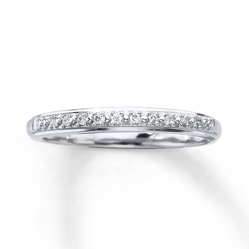 Main Image 1 of Previously Owned Diamond Wedding Band Round-cut 10K White Gold Size 10