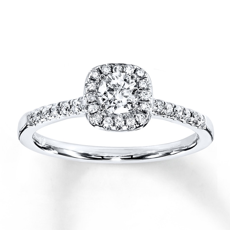 Main Image 1 of Previously Owned Diamond Engagement Ring 3/8 ct tw Round-cut 10K White Gold Size 13