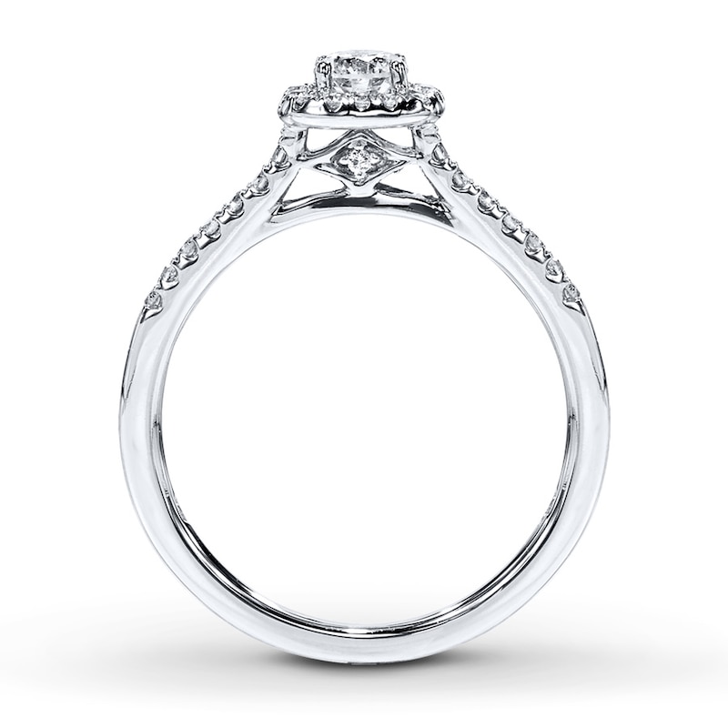 Main Image 2 of Previously Owned Diamond Engagement Ring 3/8 ct tw Round-cut 10K White Gold Size 13