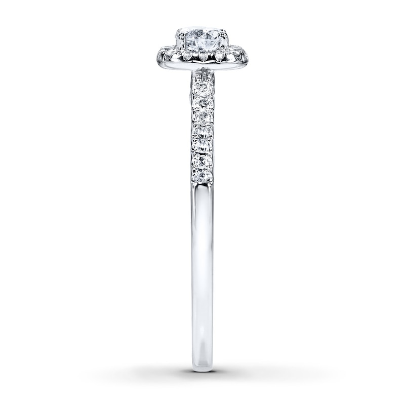 Main Image 3 of Previously Owned Diamond Engagement Ring 3/8 ct tw Round-cut 10K White Gold Size 13