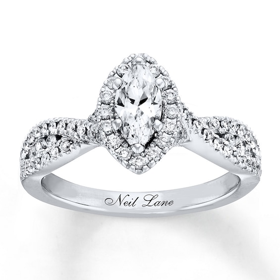Previously Owned Neil Lane Engagement Ring 7/8 ct tw Marquise & Round-cut Diamonds 14K White Gold 4.25