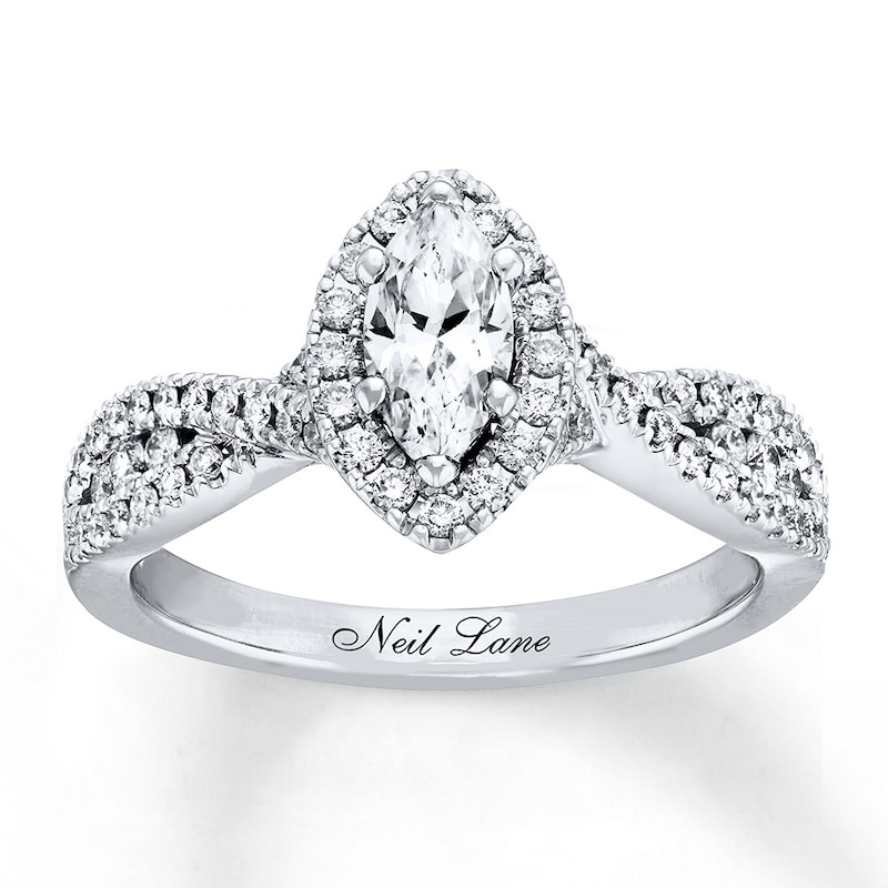 Main Image 1 of Previously Owned Neil Lane Engagement Ring 7/8 ct tw Marquise & Round-cut Diamonds 14K White Gold Size 4.25
