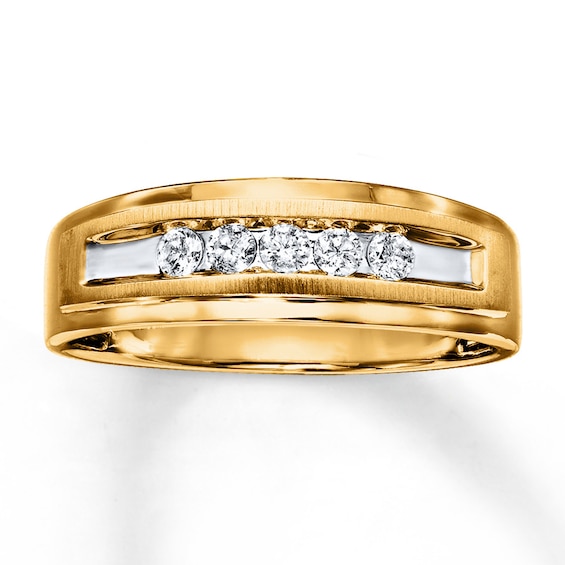 Previously Owned Men's Diamond Wedding Band 1/4 ct tw Round-cut 10K Yellow Gold Size 7