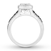 Thumbnail Image 2 of Previously Owned Black/White Diamond Engagement Ring 3/4 ct tw Princess-cut 14K White Gold - Size 4.25