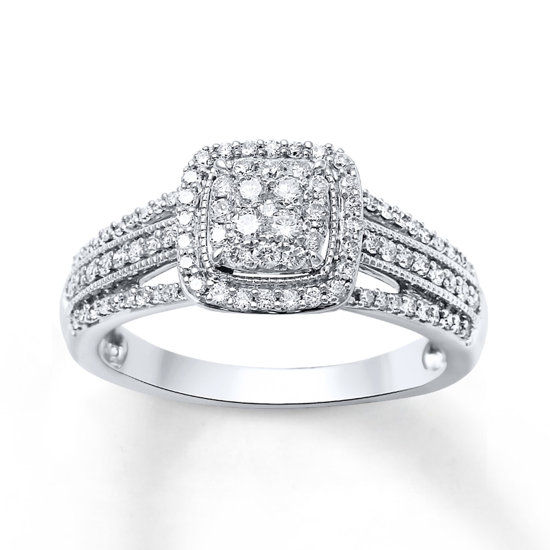 Main Image 1 of Previously Owned Diamond Ring 1/2 ct tw 10K White Gold - Size 9.75