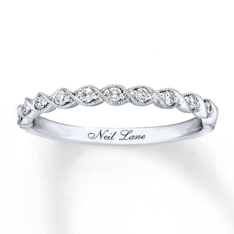 Main Image 1 of Previously Owned Neil Lane Diamond Wedding Band 1/6 ct tw Round-cut 14K White Gold - Size 5.5