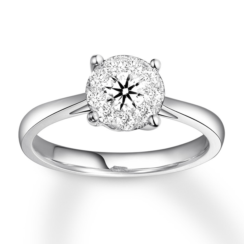 Main Image 1 of Previously Owned Diamond Engagement Ring 3/8 ct tw Round-cut 14K White Gold Size 4.25