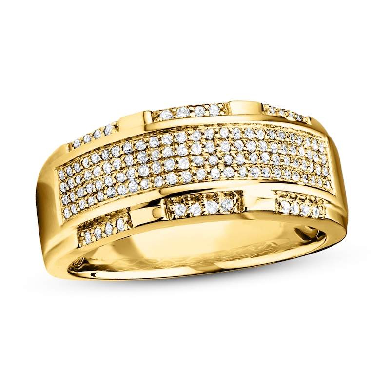 Main Image 1 of Previously Owned Men's Band 1/2 ct tw Round-cut Diamonds 10K Yellow Gold Size 8