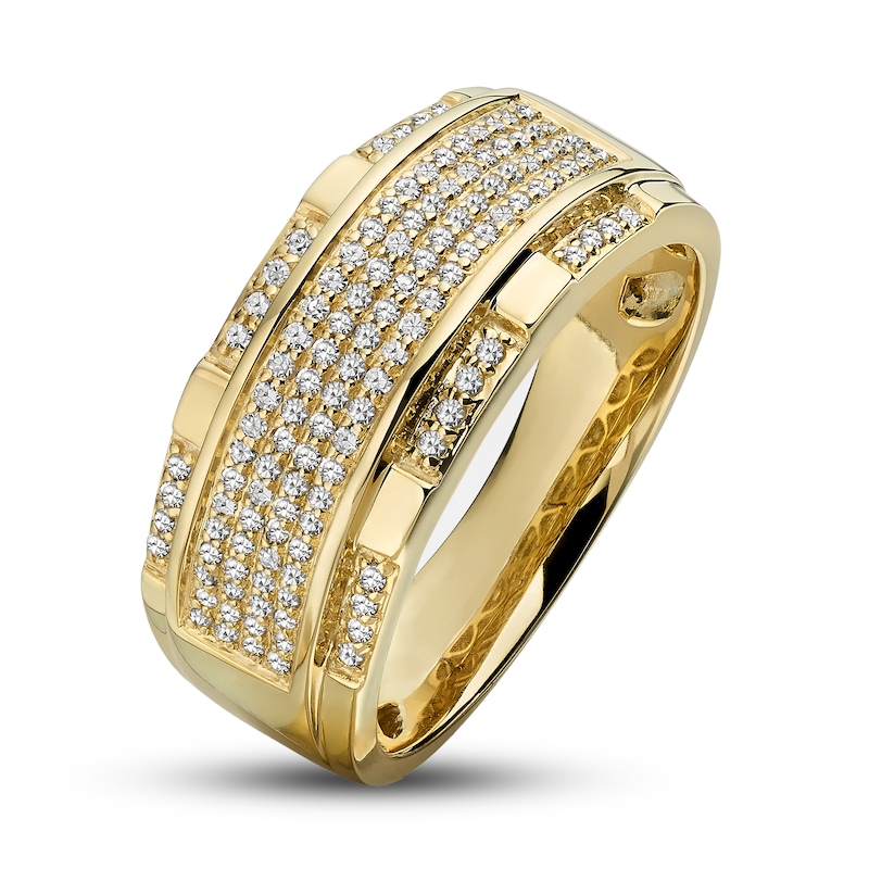 Main Image 4 of Previously Owned Men's Band 1/2 ct tw Round-cut Diamonds 10K Yellow Gold Size 8