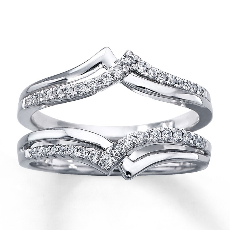 Main Image 1 of Previously Owned Diamond Enhancer Ring 1/4 ct tw Round-cut 14K White Gold - Size 3.25