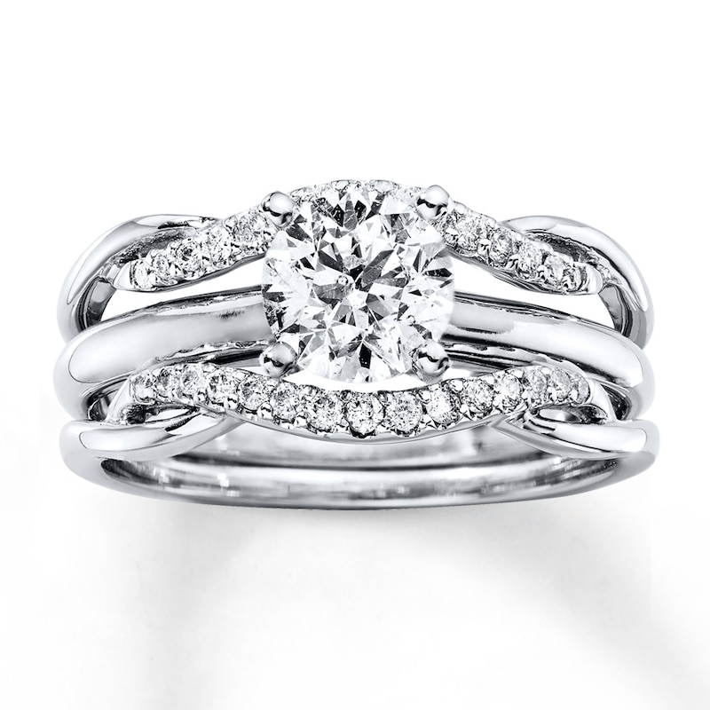 Main Image 4 of Previously Owned Diamond Enhancer Ring 1/5 ct tw Round-cut 14K White Gold Size 6.75