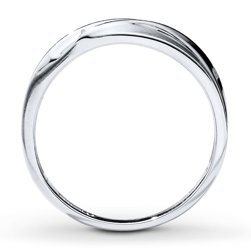 Main Image 2 of Previously Owned Men's Wedding Band 1/15 ct tw Round-cut Diamonds 10K White Gold - Size 12.5