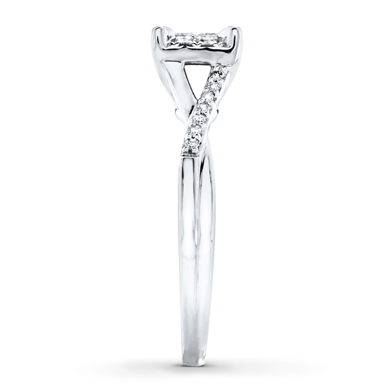Main Image 3 of Previously Owned Engagement Ring 1/3 ct tw Round-cut Diamonds 10K White Gold - Size 10.25