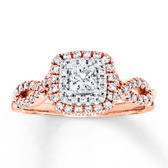 Previously Owned Diamond Engagement Ring 5/8 ct tw Princess & Round-cut 14K Two-Tone Gold Size 4.5