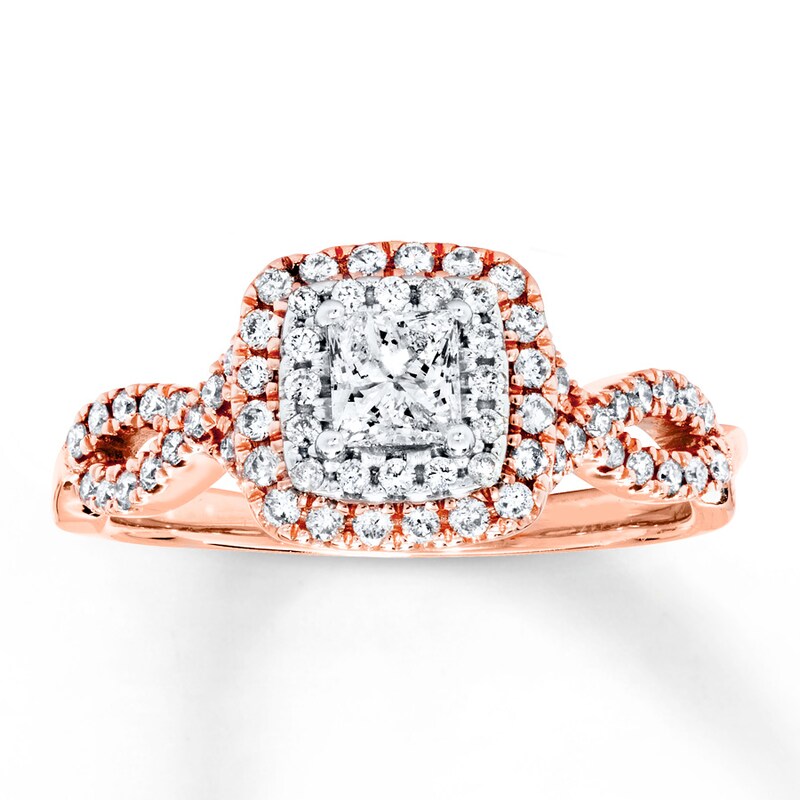 Main Image 1 of Previously Owned Diamond Engagement Ring 5/8 ct tw Princess & Round-cut 14K Two-Tone Gold Size 4.5