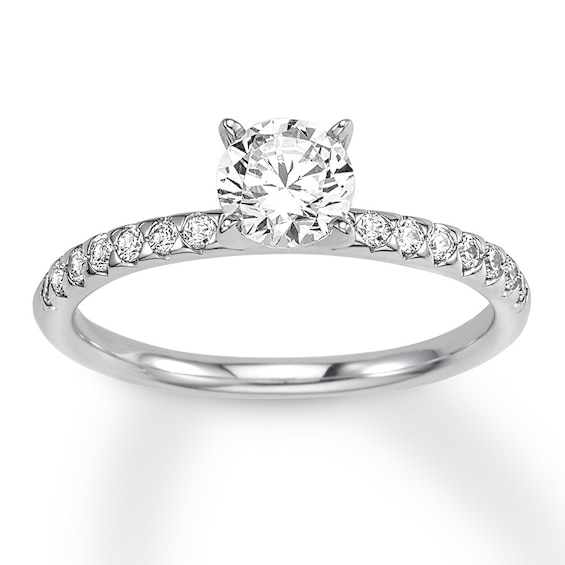 Previously Owned Diamond Engagement Ring 3/4 ct tw Round-cut 14K White Gold Size 9.75