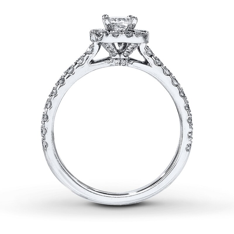 Main Image 2 of Previously Owned Neil Lane Engagement Ring 7/8 ct tw Princess & Round-cut Diamonds 14K White Gold Size 3.75