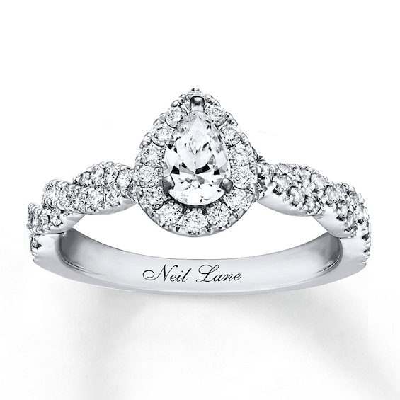 Previously Owned Neil Lane Engagement Ring 3/4 ct tw Round-cut Diamonds 14K White Gold Size 4