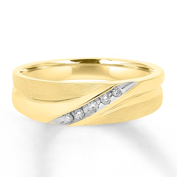Previously Owned Men's Diamond Wedding Band 1/15 ct tw Round-cut 10K Yellow Gold Size