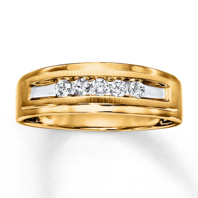 Main Image 1 of Previously Owned Men's Wedding Band 1/4 ct tw Round-cut Diamonds 10K Yellow Gold Size 13.75