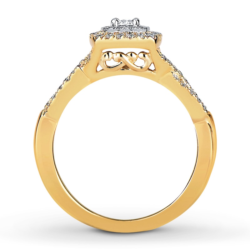 Main Image 2 of Previously Owned Diamond Engagement Ring 1/2 ct tw Round-cut 10K Two-Tone Gold Size 10