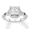 Previously Owned Diamond & Sapphire Engagement Ring 1 ct tw Princess & Round-cut 14K White Gold