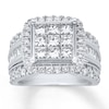 Thumbnail Image 1 of Previously Owned Diamond Engagement Ring 3 ct tw Princess & Round-cut 10K White Gold Size 10.25