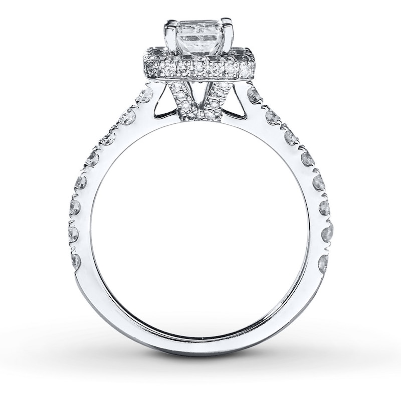 Main Image 2 of Previously Owned Neil Lane Engagement Ring 2 ct tw Emerald & Round-cut Diamonds 14K White Gold Size 4.5