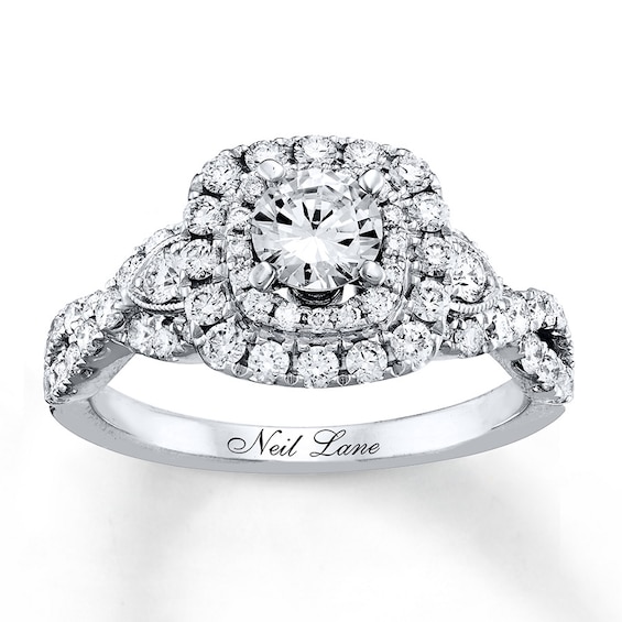 Previously Owned Neil Lane Engagement Ring 1-3/8 ct tw Round-cut Diamonds 14K White Gold Size 8.5