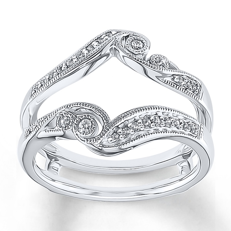 Main Image 1 of Previously Owned Diamond Enhancer Ring 1/6 ct tw Round-cut 10K White Gold - Size 9.5