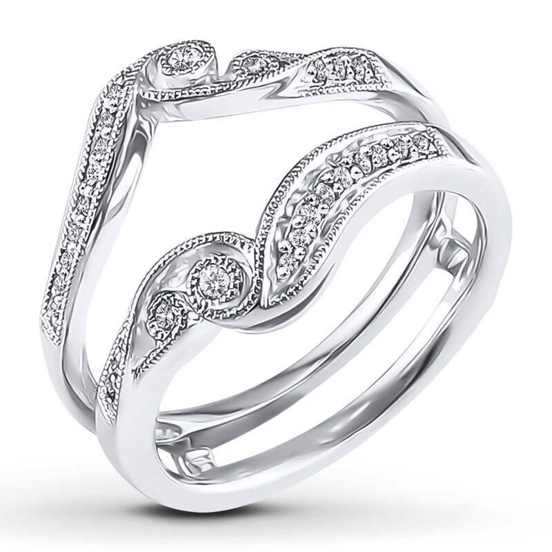 Main Image 4 of Previously Owned Diamond Enhancer Ring 1/6 ct tw Round-cut 10K White Gold - Size 9.5