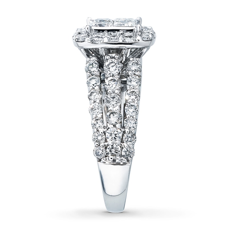 Previously Owned Diamond Engagement Ring 3 ct tw Princess & Round-cut 14K White Gold - Size 4